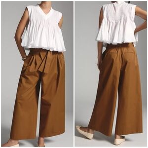 Anthropologie Esquise Pleated Tie-Front Trousers/Copper